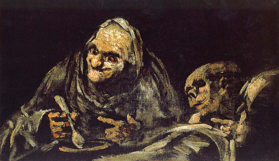 Two Old Men Eating a Soup